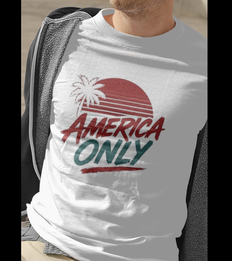 America Only Tropical Sunset Palm Tree T-Shirt