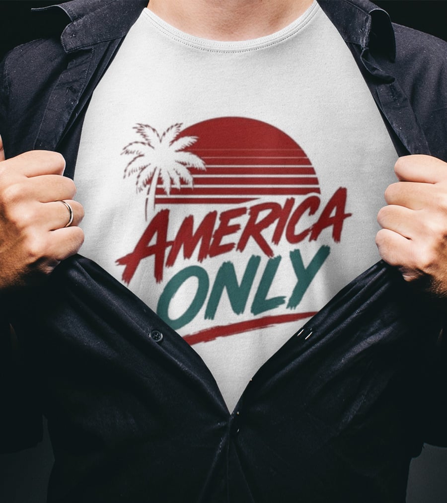 America Only Tropical Sunset Palm Tree T-Shirt