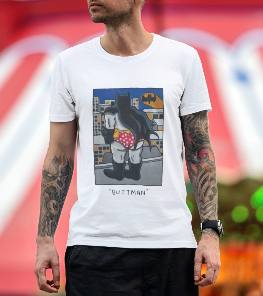 Buttman Batman Superhero Comedy Humor Retro Pop T-Shirt