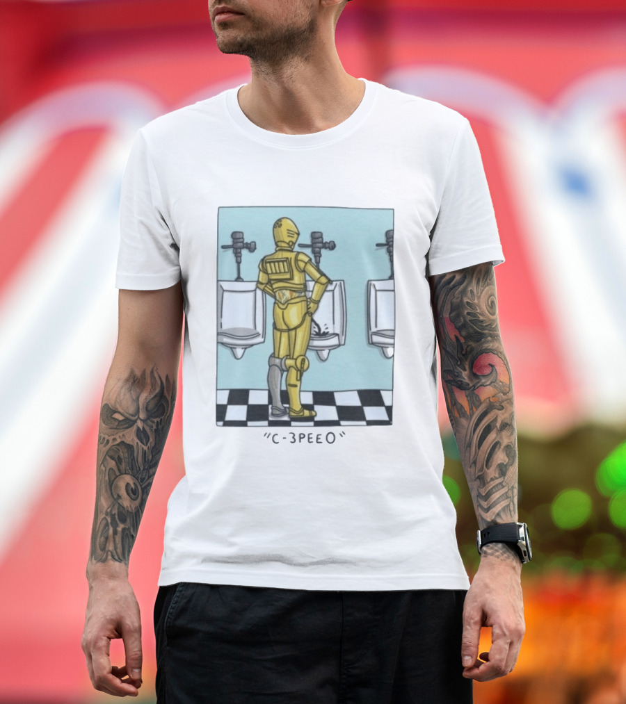 Star Wars C 3PEEO Droid Pun C 3PO Urinal Humor T-Shirt