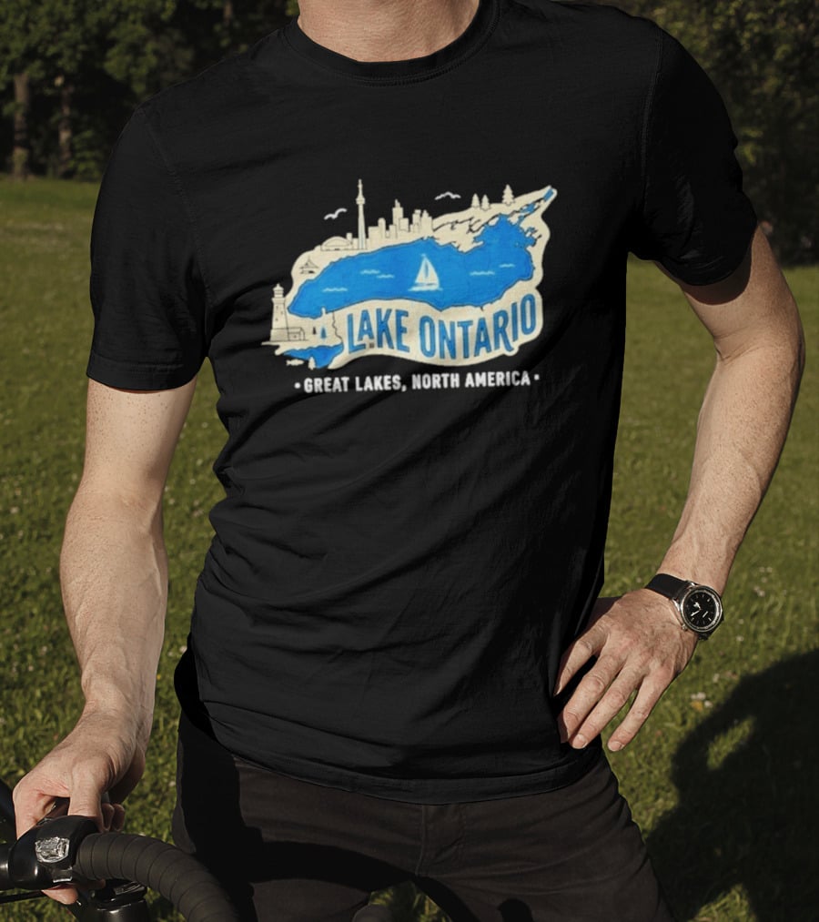 Lake Ontario Skyline Map Great Lakes North America T-Shirt