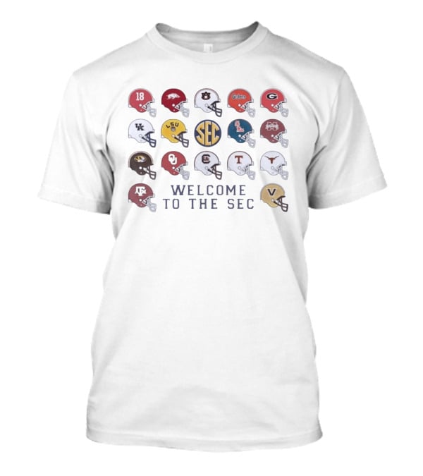 Welcome To The SEC Football Helmets Featuring NCAA Teams And Iconic SEC T-Shirt