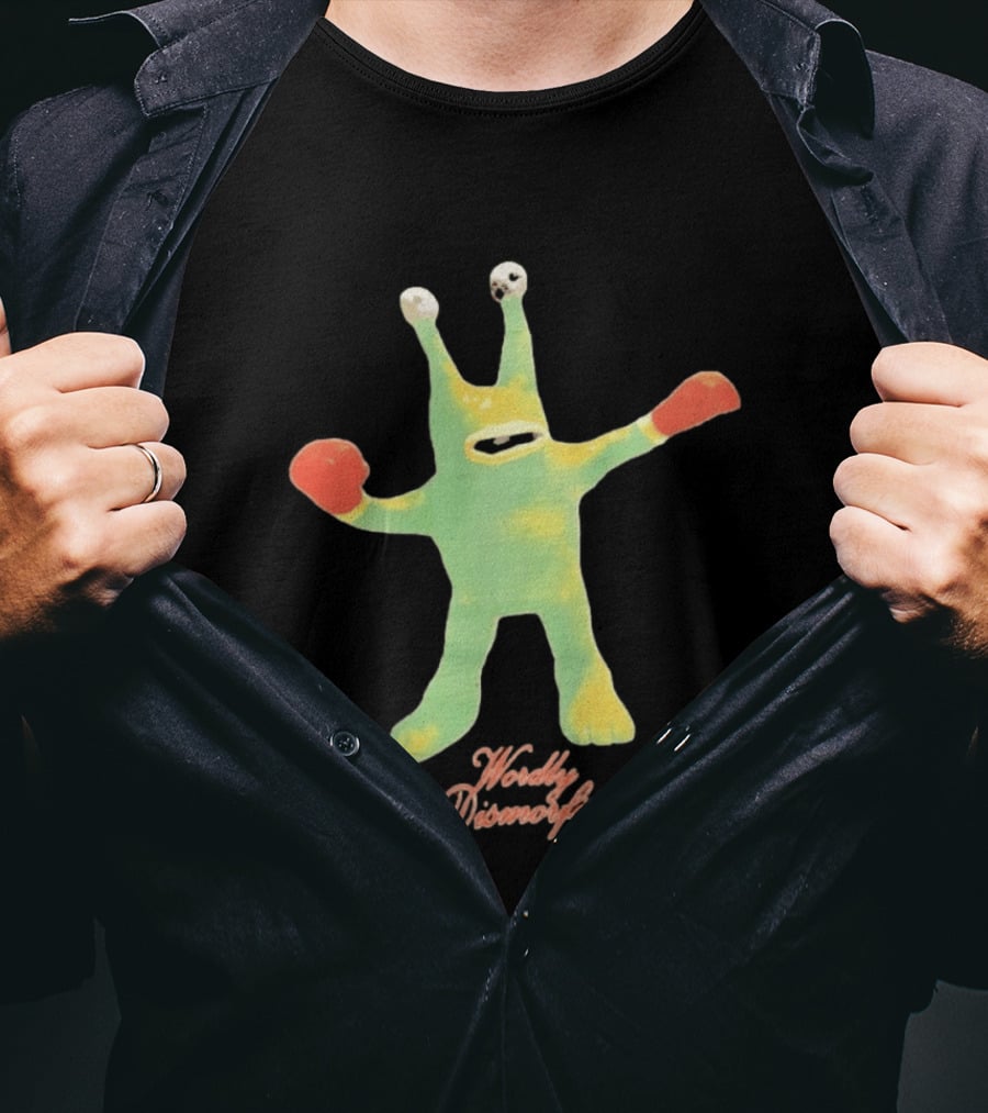 Wordly Dismorfia Boxing Alien Creature With Red Boxing Gloves T-Shirt