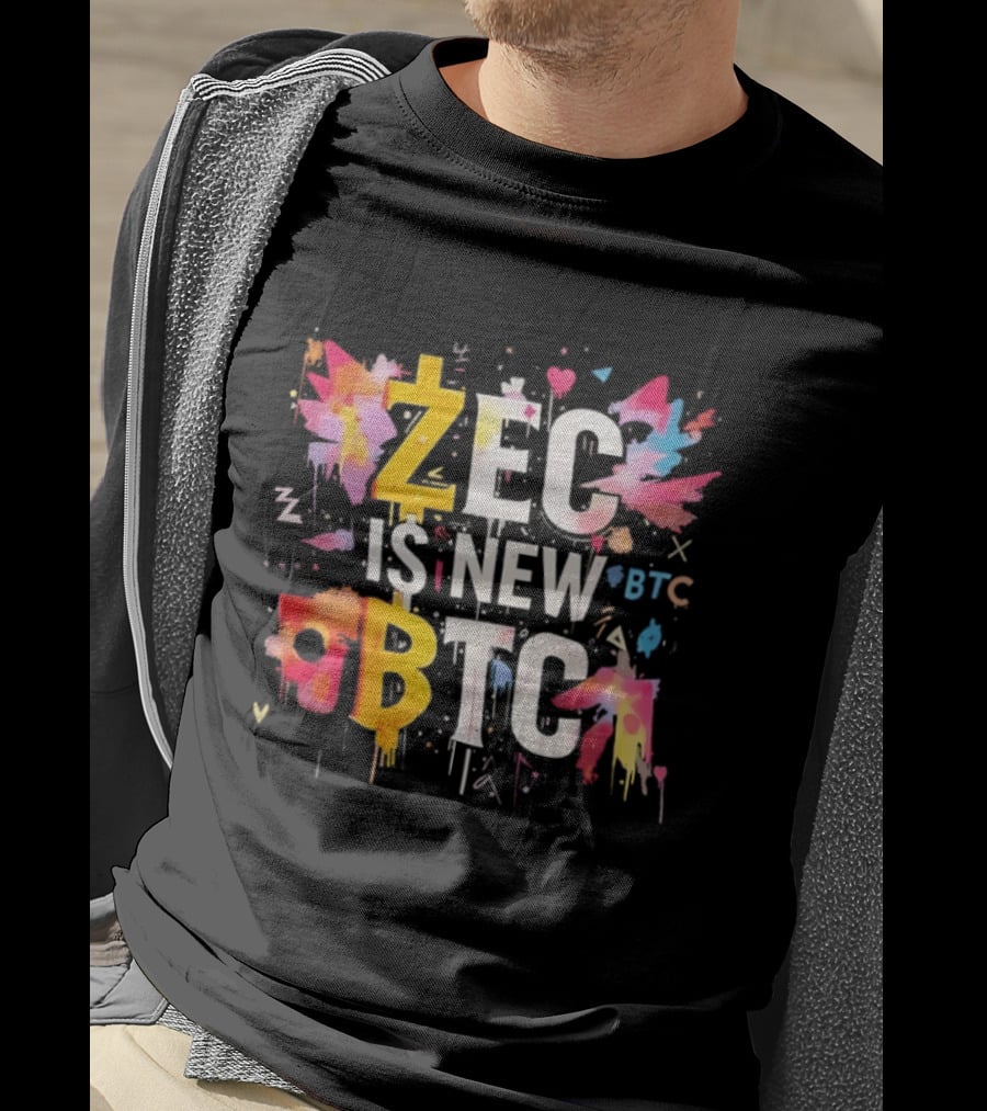 ZEC Is New BTC Cryptocurrency Zcash Bitcoin Colorful Paint Splash T-Shirt