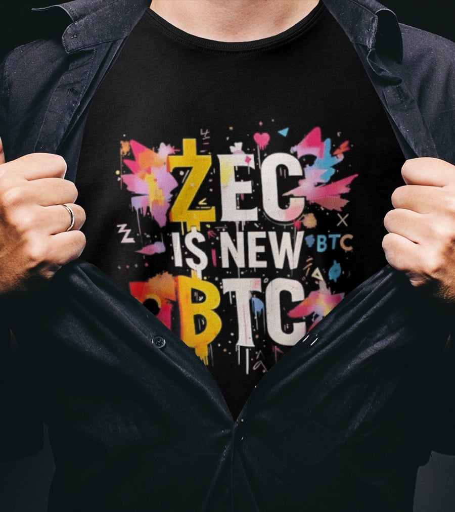 ZEC Is New BTC Cryptocurrency Zcash Bitcoin Colorful Paint Splash T-Shirt