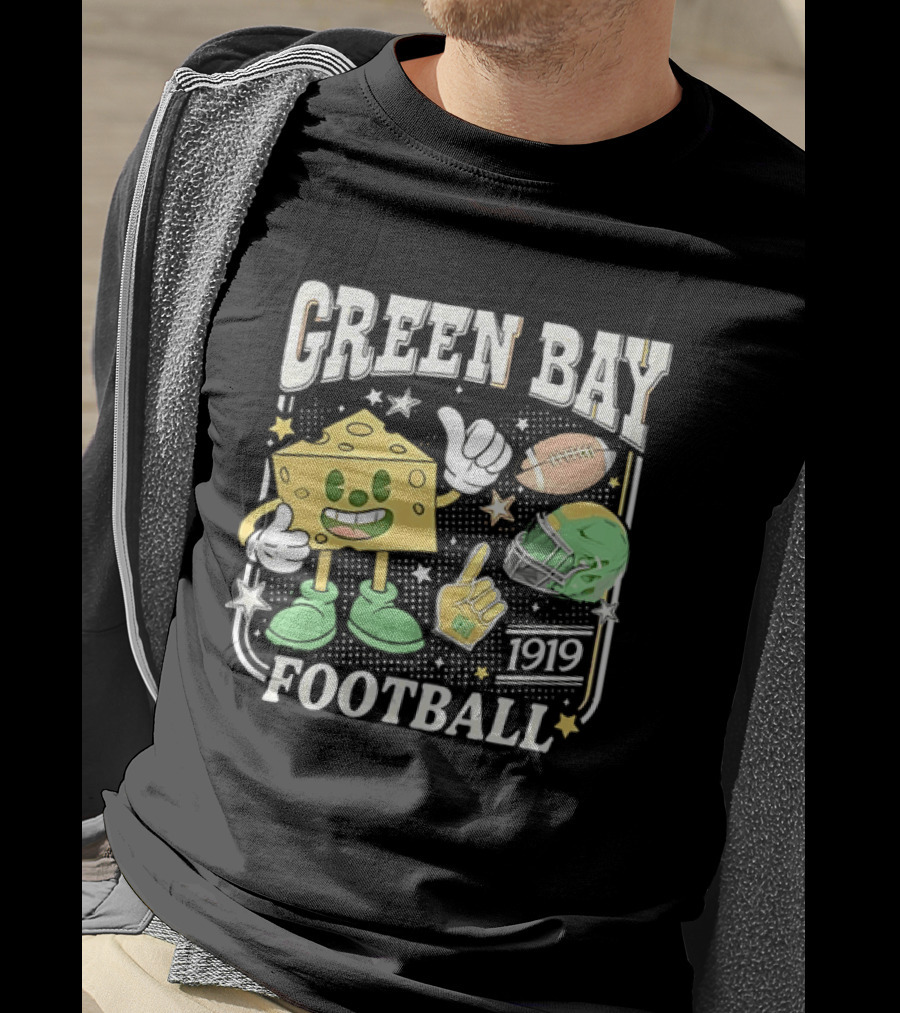 Green Bay 1919 Cheesehead Football Mascot And Gear T-Shirt