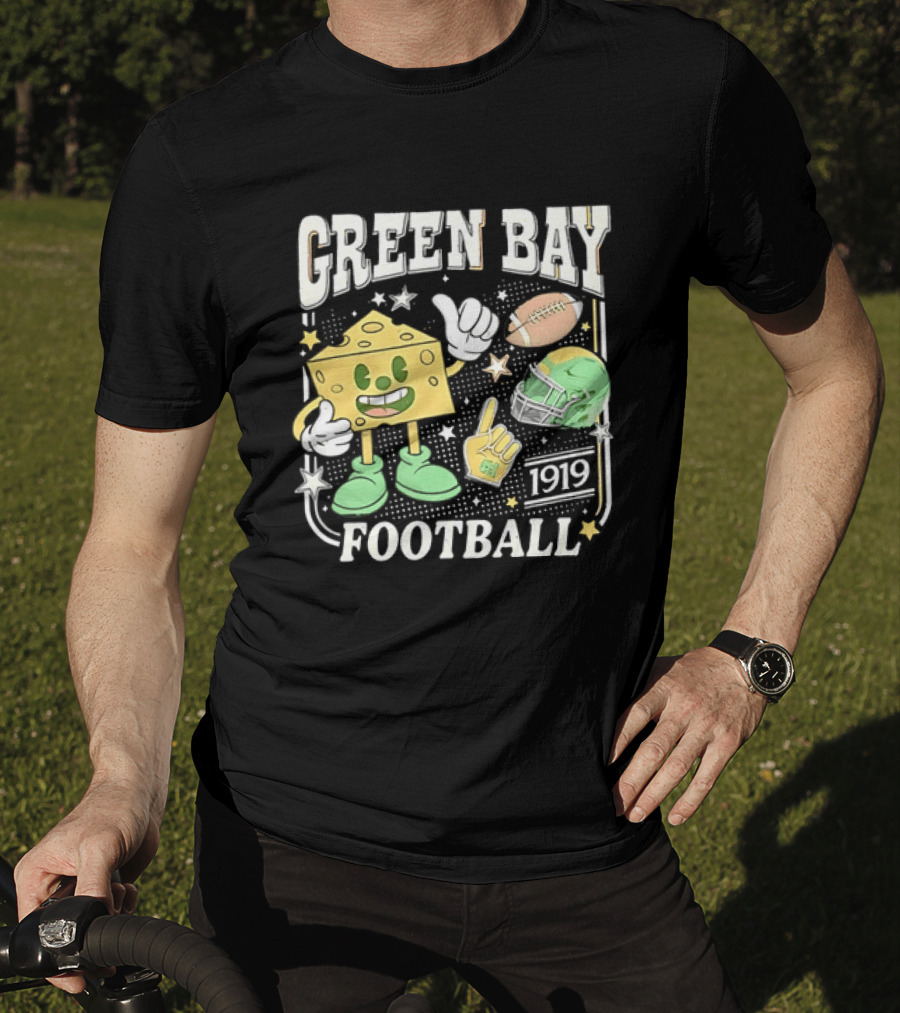 Green Bay 1919 Cheesehead Football Mascot And Gear T-Shirt