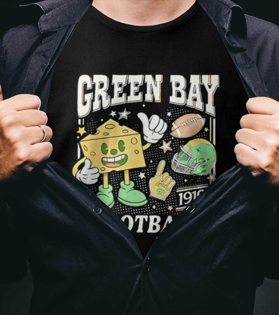 Green Bay 1919 Cheesehead Football Mascot And Gear T-Shirt