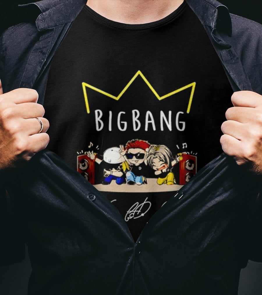 BIGBANG Chibi Characters With Crown And Speaker T-Shirt
