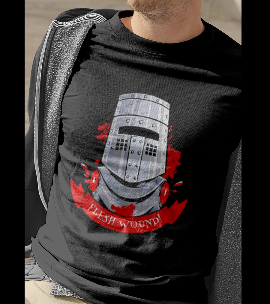 Black Knight Flesh Wound Helmet Monty Python Holy Grail T-Shirt