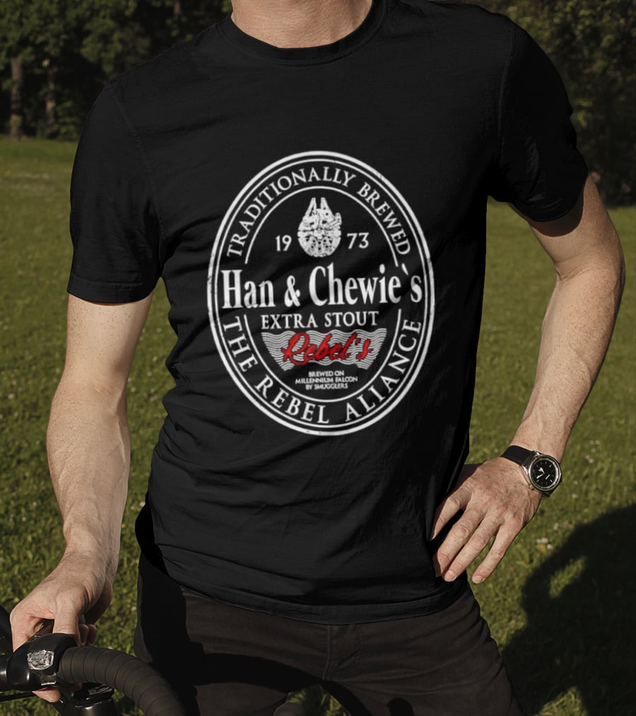 Traditionally Brewed Han And Chewie's Extra Stout Rebel's Millennium Falcon Rebel Alliance 1973 T-Shirt
