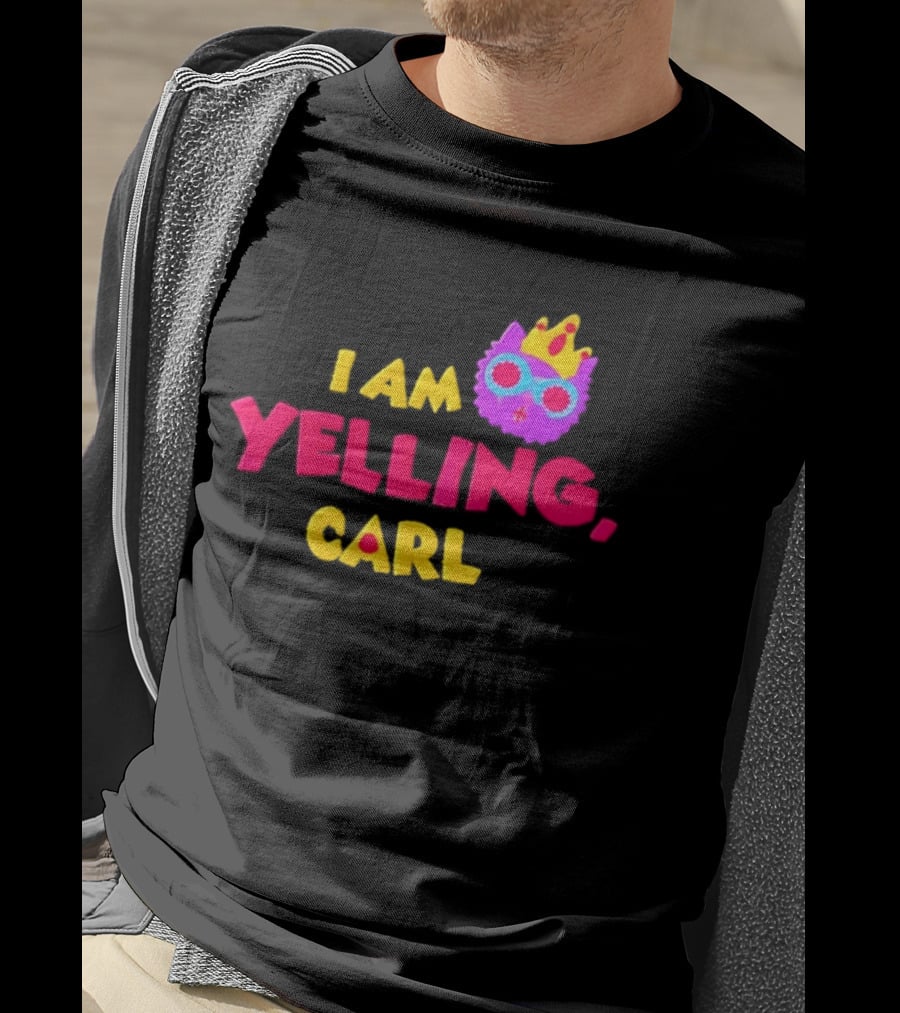 I Am Yelling Carl Cat Meme Colorful Crown Glasses T-Shirt