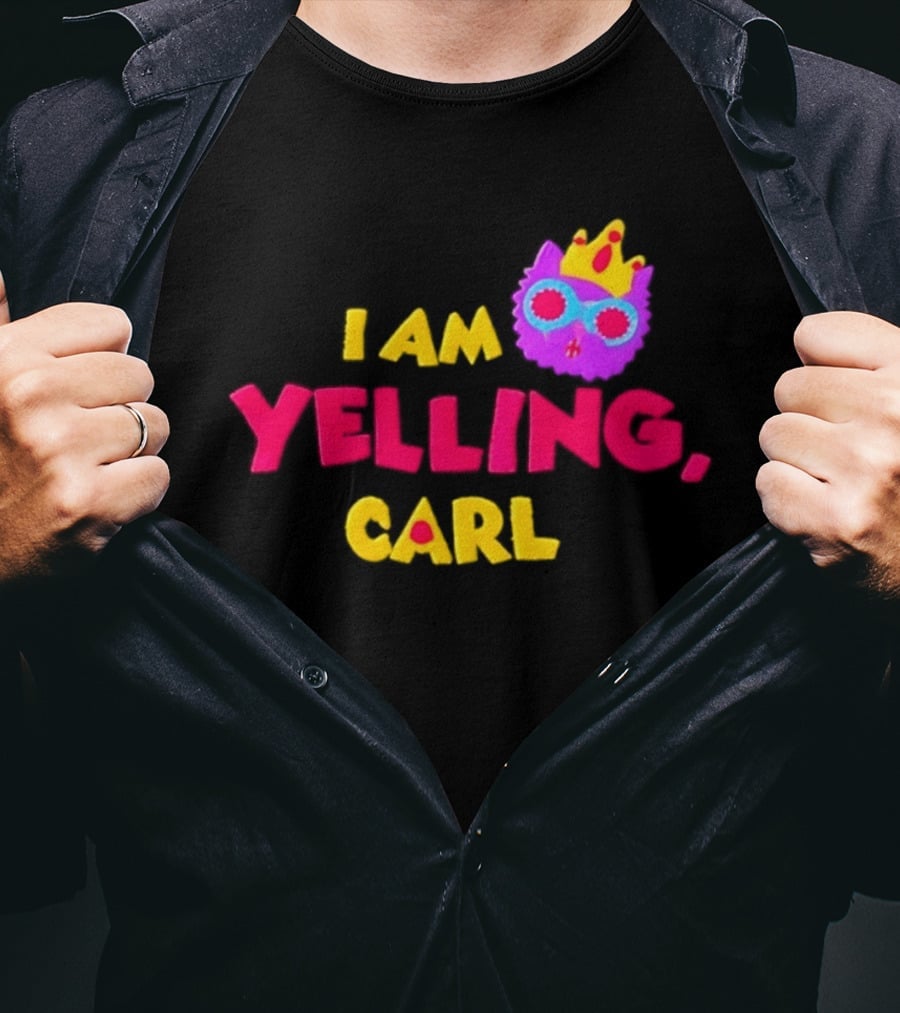 I Am Yelling Carl Cat Meme Colorful Crown Glasses T-Shirt