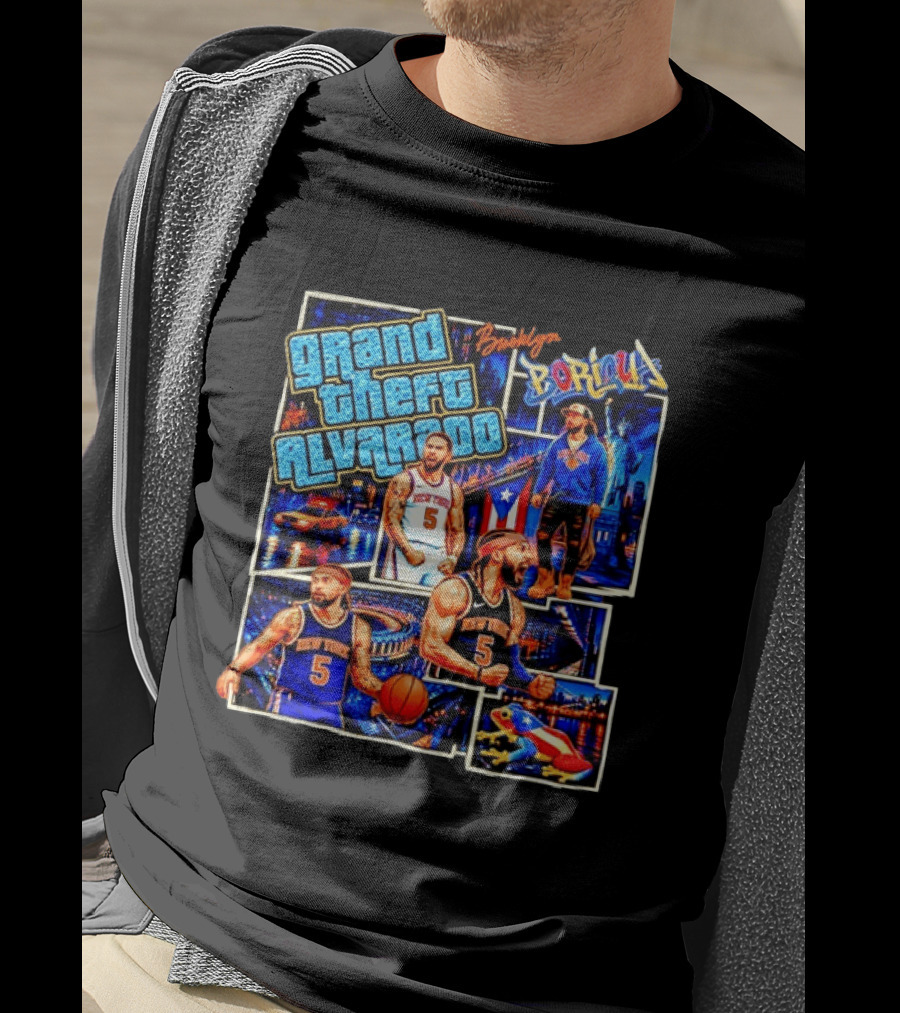 Brooklyn Boricua NY Knicks Grand Theft Alvarado T-Shirt
