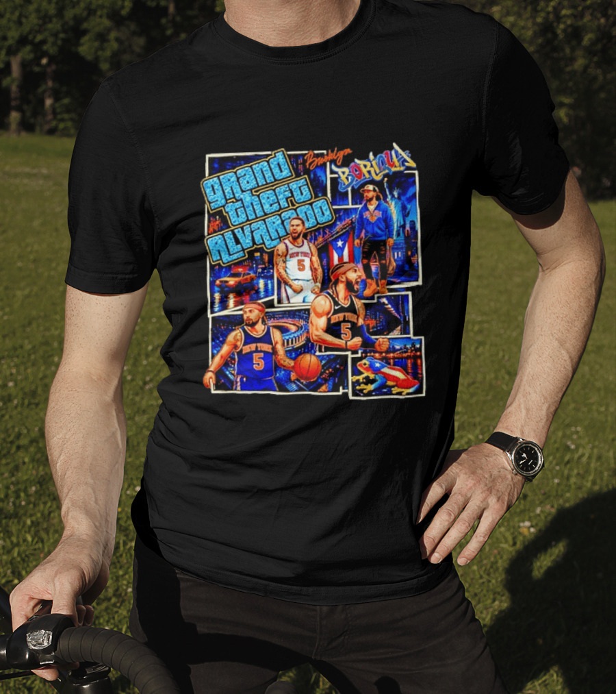 Brooklyn Boricua NY Knicks Grand Theft Alvarado T-Shirt