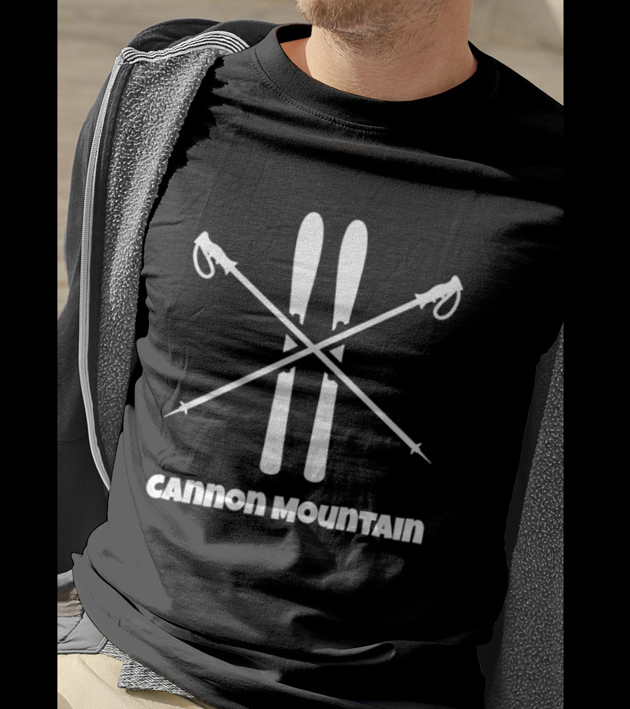 Cannon Mountain Skiing Winter Sports New Hampshire Skis And Poles T-Shirt