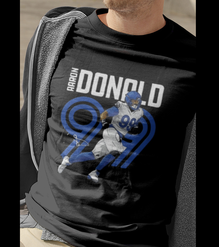 Los Angeles Rams Aaron Donald 99 Blue Running Player T-Shirt