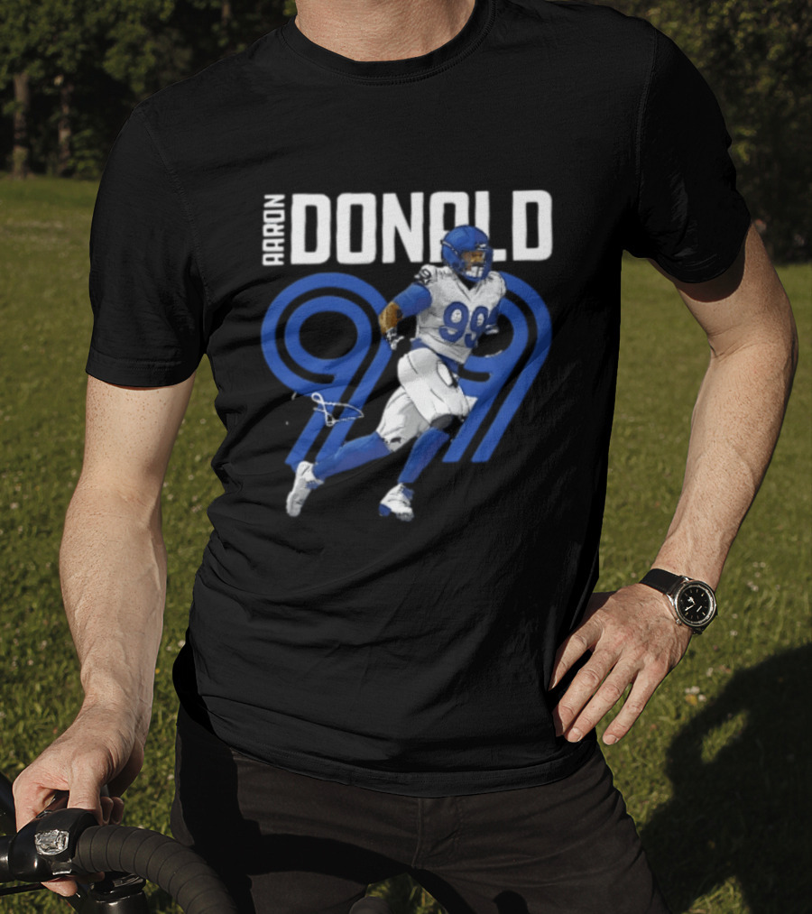 Los Angeles Rams Aaron Donald 99 Blue Running Player T-Shirt