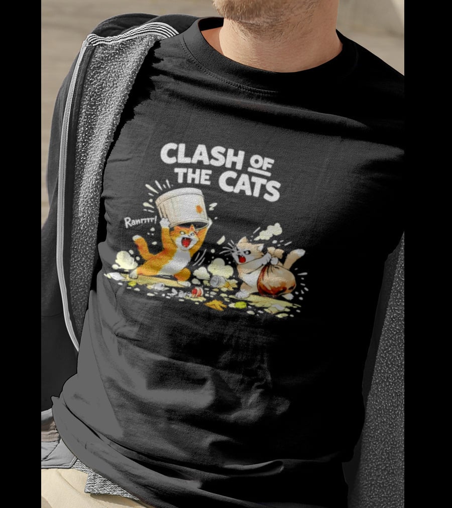 Clash Of The Cats Funny Fighting Kittens Playful Chaos T-Shirt