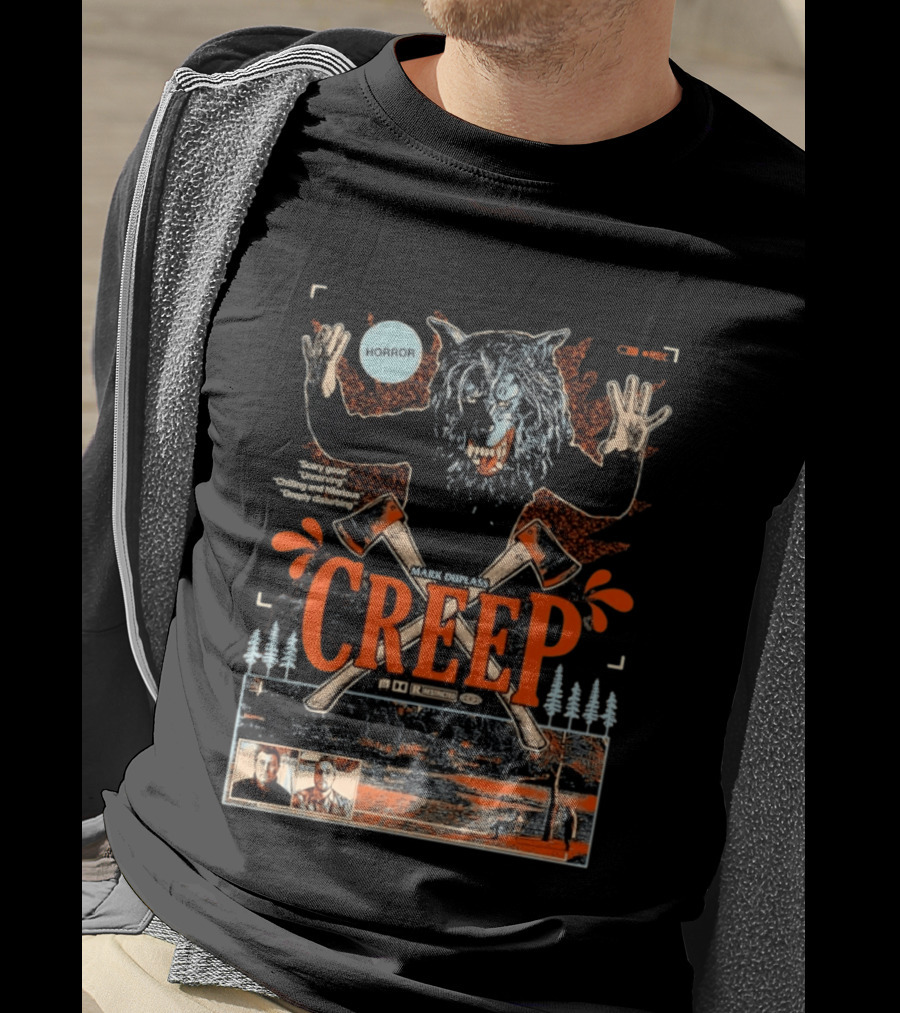 Creep Mark Duplass Horror Movie With Wolf Axe And Trees T-Shirt