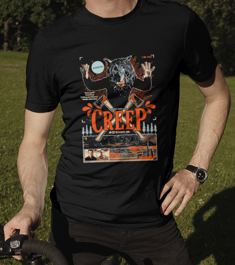 Creep Mark Duplass Horror Movie With Wolf Axe And Trees T-Shirt