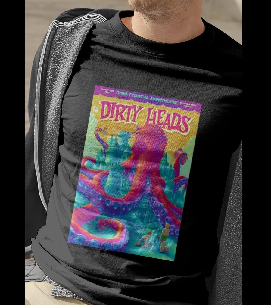 Dirty Heads August 30th 2026 IThink Financial Amphitheatre West Palm Beach Colorful Octopus And Castle T-Shirt