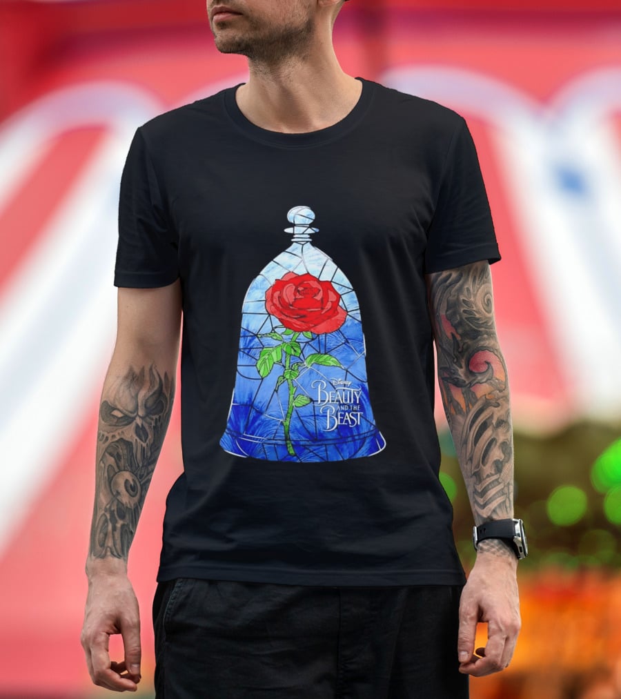Disney Beauty And The Beast Stained Glass Rose Enchantment T-Shirt