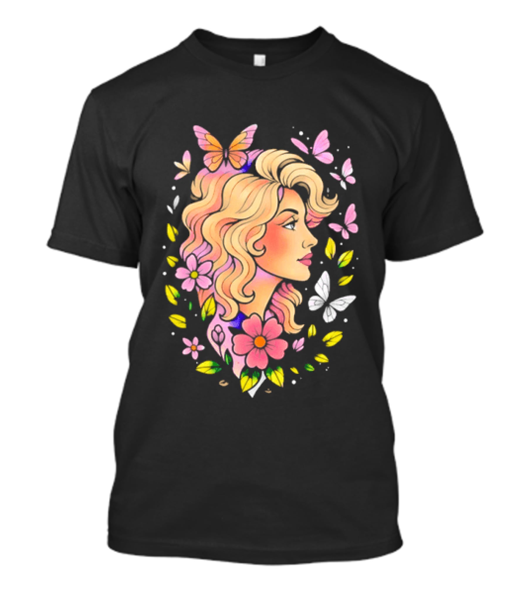 Dolly Parton Floral Butterfly Country Music T-Shirt