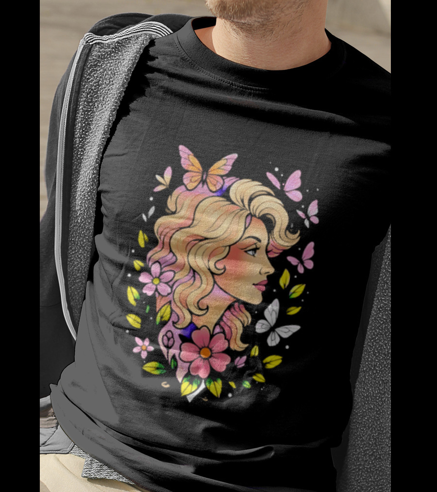 Dolly Parton Floral Butterfly Country Music T-Shirt