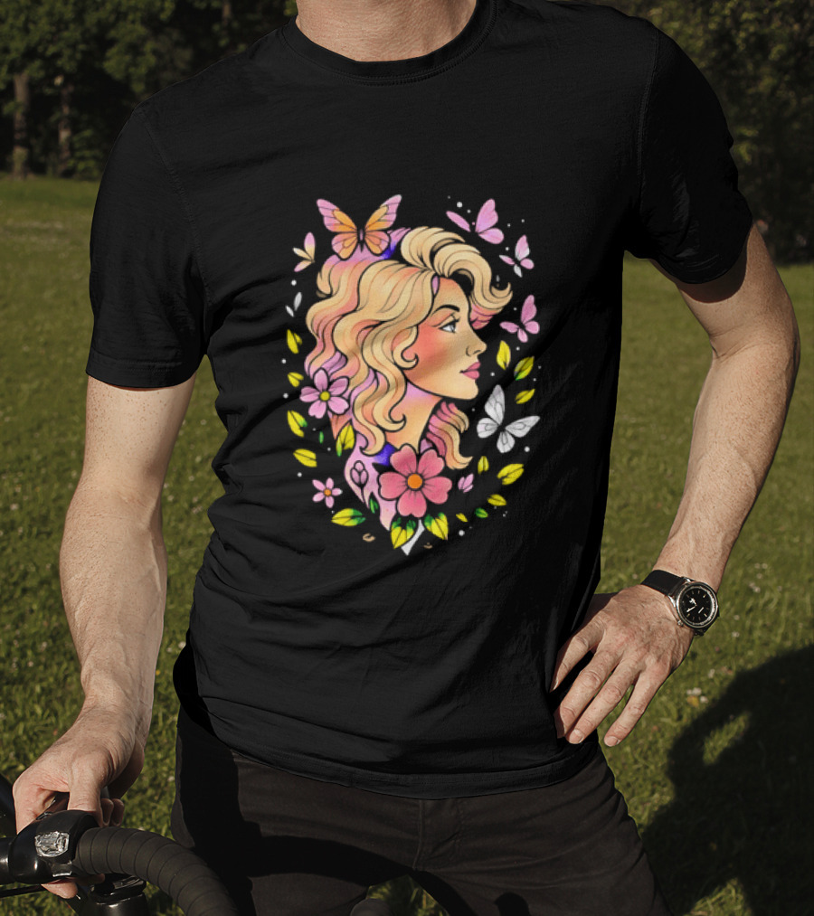 Dolly Parton Floral Butterfly Country Music T-Shirt