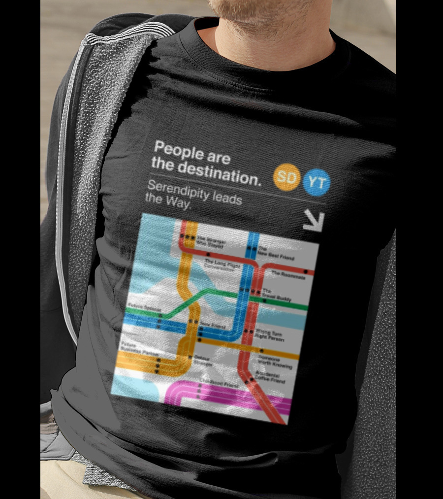 Seek Discomfort Serendipity Leads The Way People Are The Destination Black T-Shirt