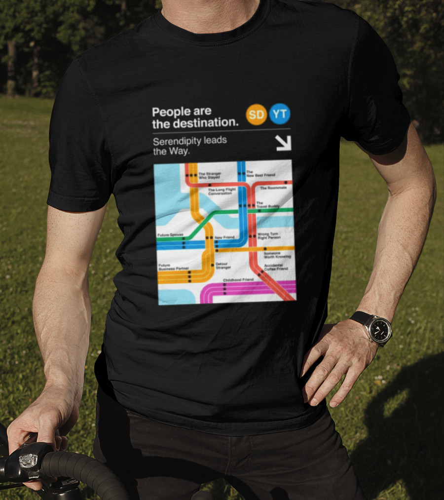 Seek Discomfort Serendipity Leads The Way People Are The Destination Black T-Shirt