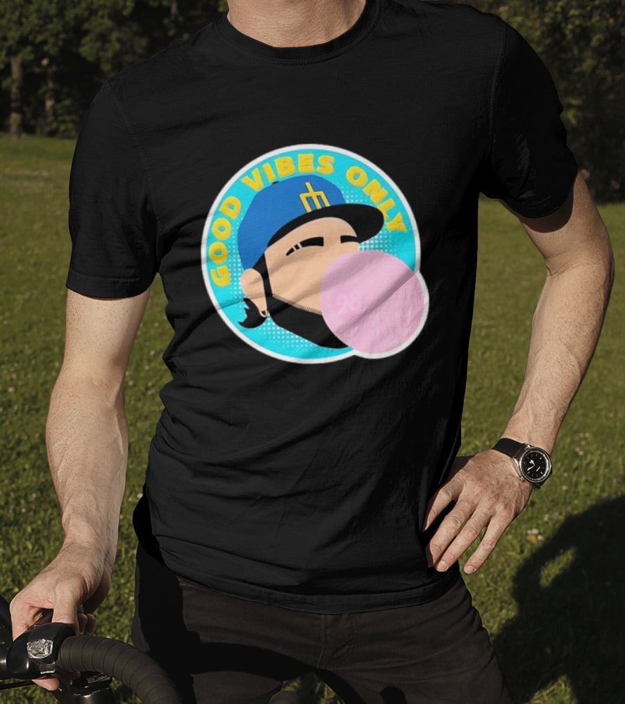 Seattle Mariners Eugenio Suarez Good Vibes Only 28 Baseball Bubblegum T-Shirt
