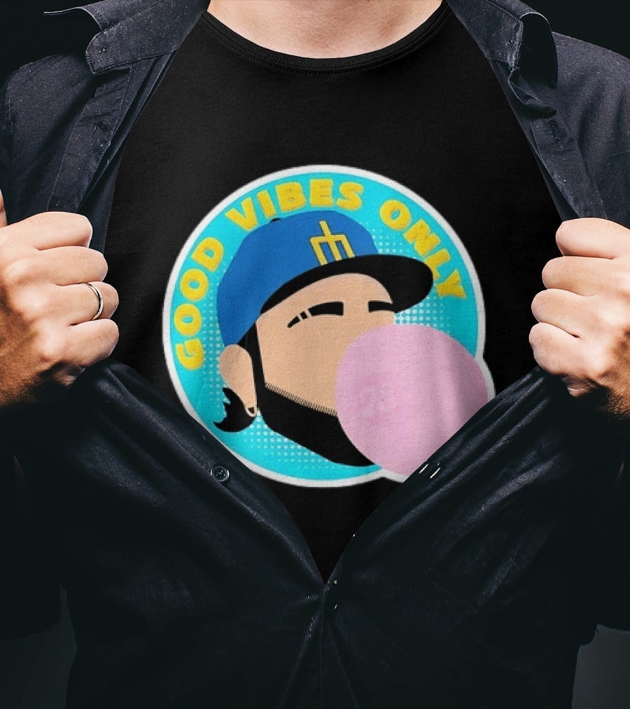Seattle Mariners Eugenio Suarez Good Vibes Only 28 Baseball Bubblegum T-Shirt