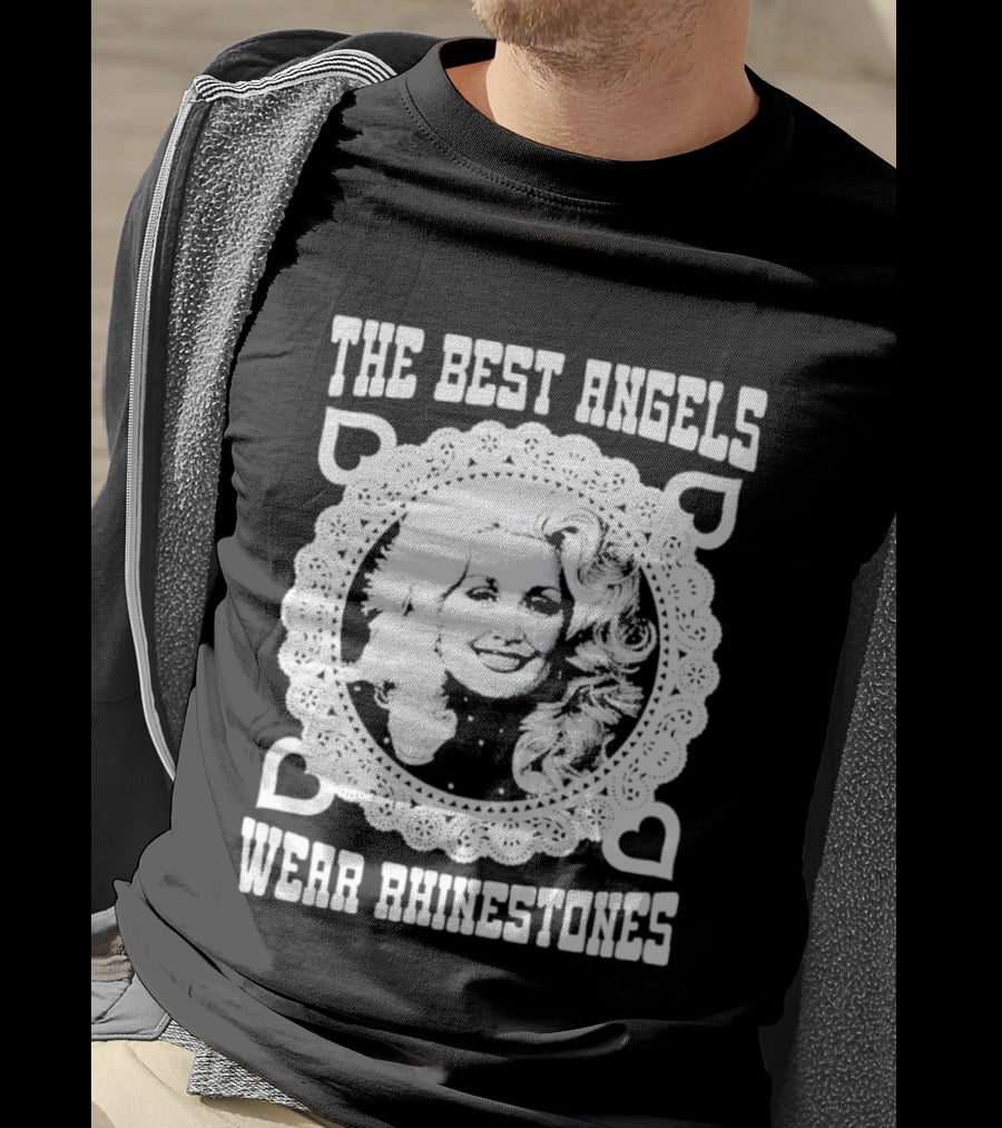 The Best Angels Wear Rhinestones Vintage Lace T-Shirt