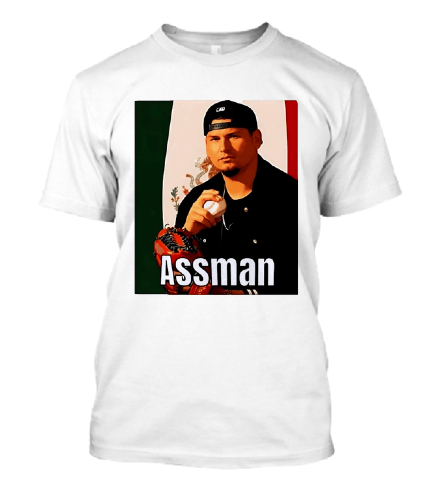 Assman Baseball Player Mexico Flag Baseball Glove Cap T-Shirt