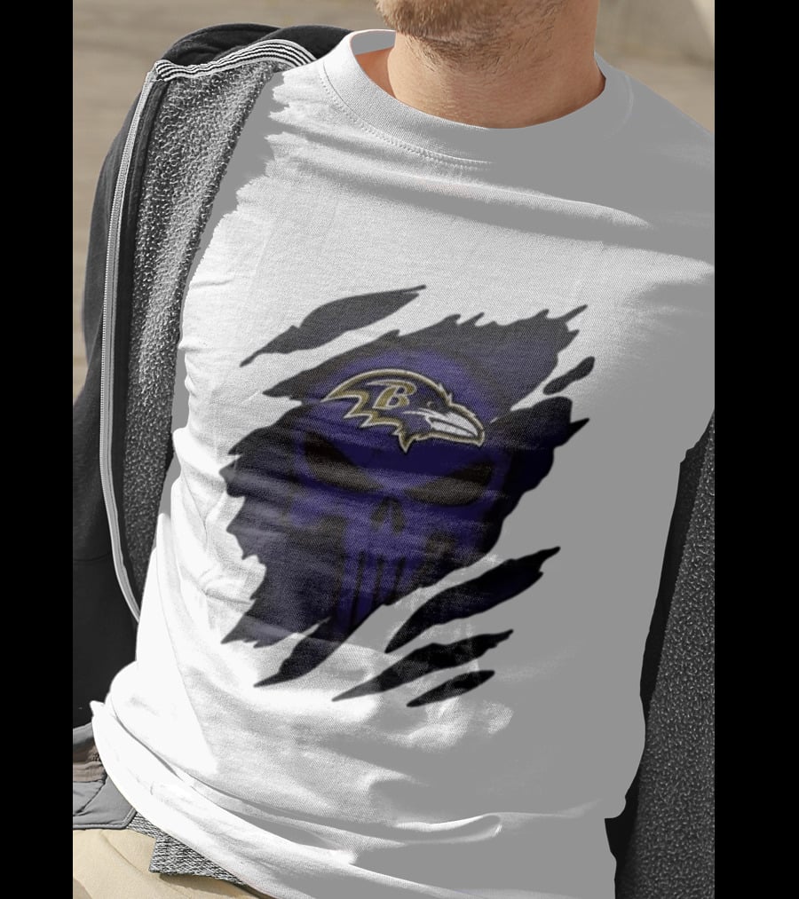 Baltimore Ravens Punisher Skull Crossover Fan Merchandise T-Shirt