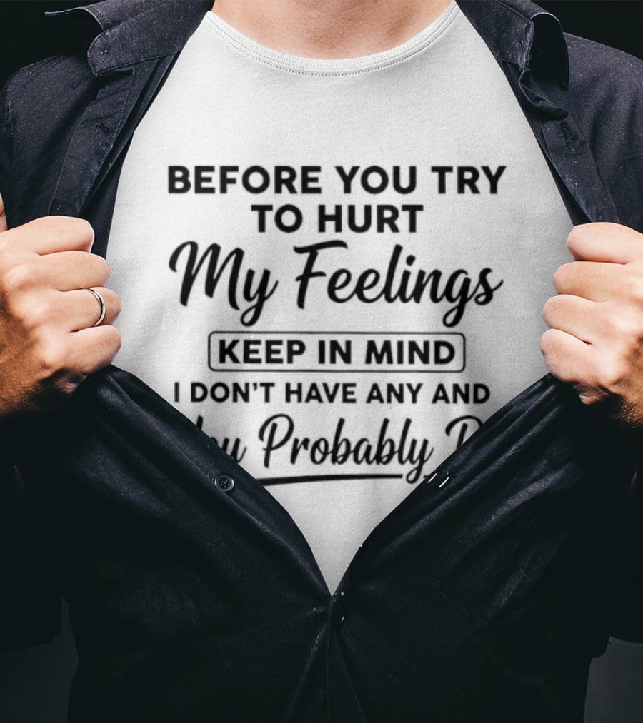 Before You Try To Hurt My Feelings Keep In Mind I Don't Have Any And You Probably Do T-Shirt