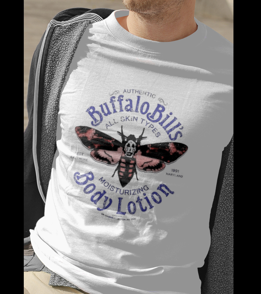 Authentic Buffalo Bill's All Skin Types Moisturizing Body Lotion Moth T-Shirt