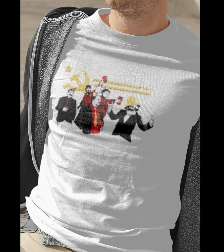 Communist Leaders Party Hammer Sickle Red Cups Star T-Shirt