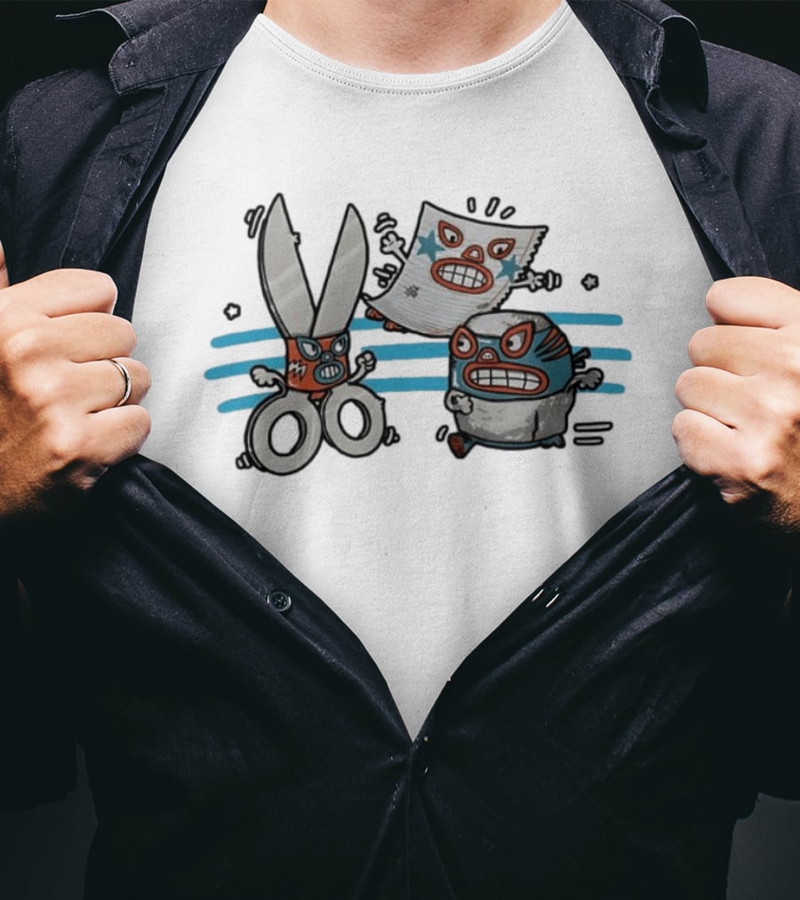Lucha Libre Rock Paper Scissors Game Luchador Battle Characters T-Shirt