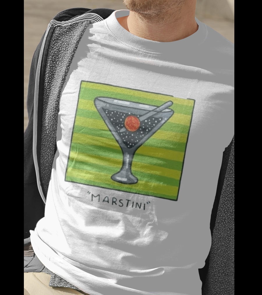 Marstini Planet Martini Cocktail Mars Space Themed Drink T-Shirt