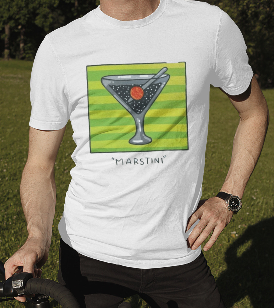 Marstini Planet Martini Cocktail Mars Space Themed Drink T-Shirt