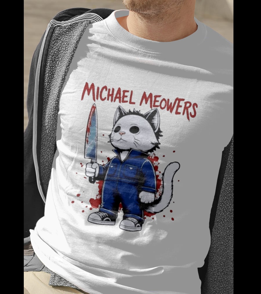 Michael Meowers Halloween Slasher Cat With Knife T-Shirt