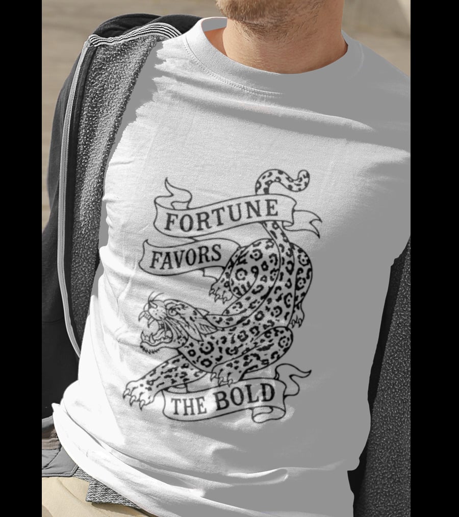 Fortune Favors The Bold Leopard Tattoo Big Cat T-Shirt