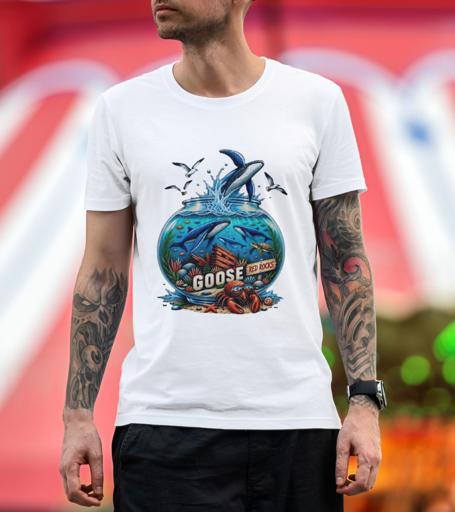 Goose Red Rocks Aquarium Whale Ocean Life Jam Band T-Shirt