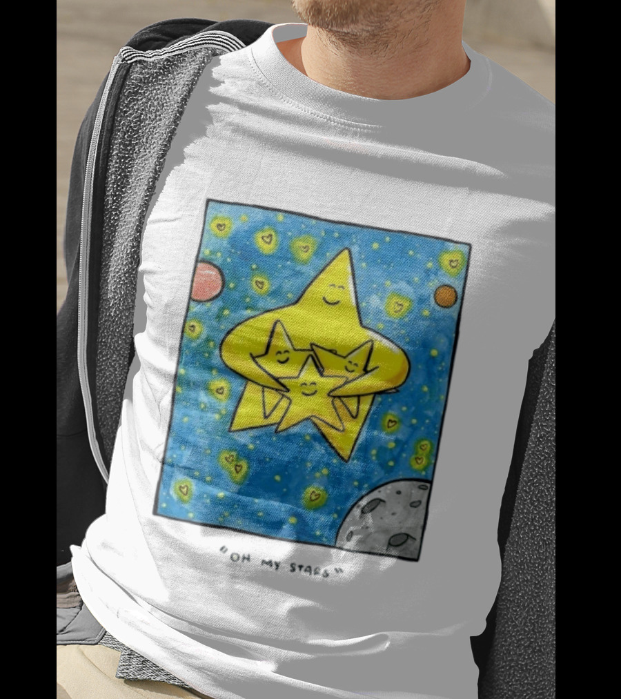 Oh My Stars Family Of Stars Celestial Background With Planets And Hearts T-Shirt
