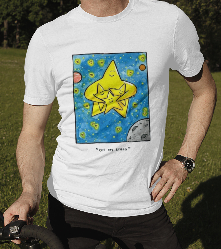 Oh My Stars Family Of Stars Celestial Background With Planets And Hearts T-Shirt