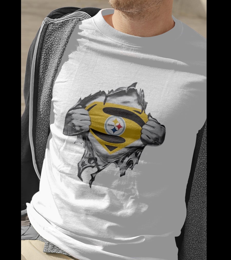 Pittsburgh Steelers Superman Chest Rip T-Shirt