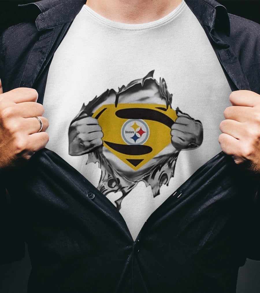 Pittsburgh Steelers Superman Chest Rip T-Shirt